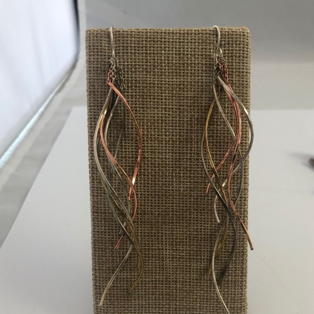 Sterling Dangle Multi Metal Earrings #1079